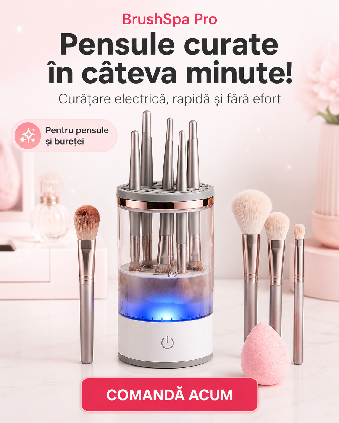 BrushSpa Pro – Aparatul electric pentru curățarea pensulelor de machiaj