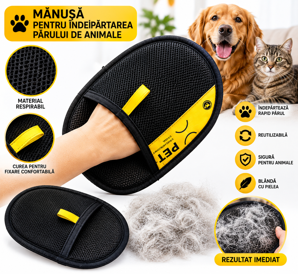 🐾 Perie Pentru Păr de Animale cu PetClean™