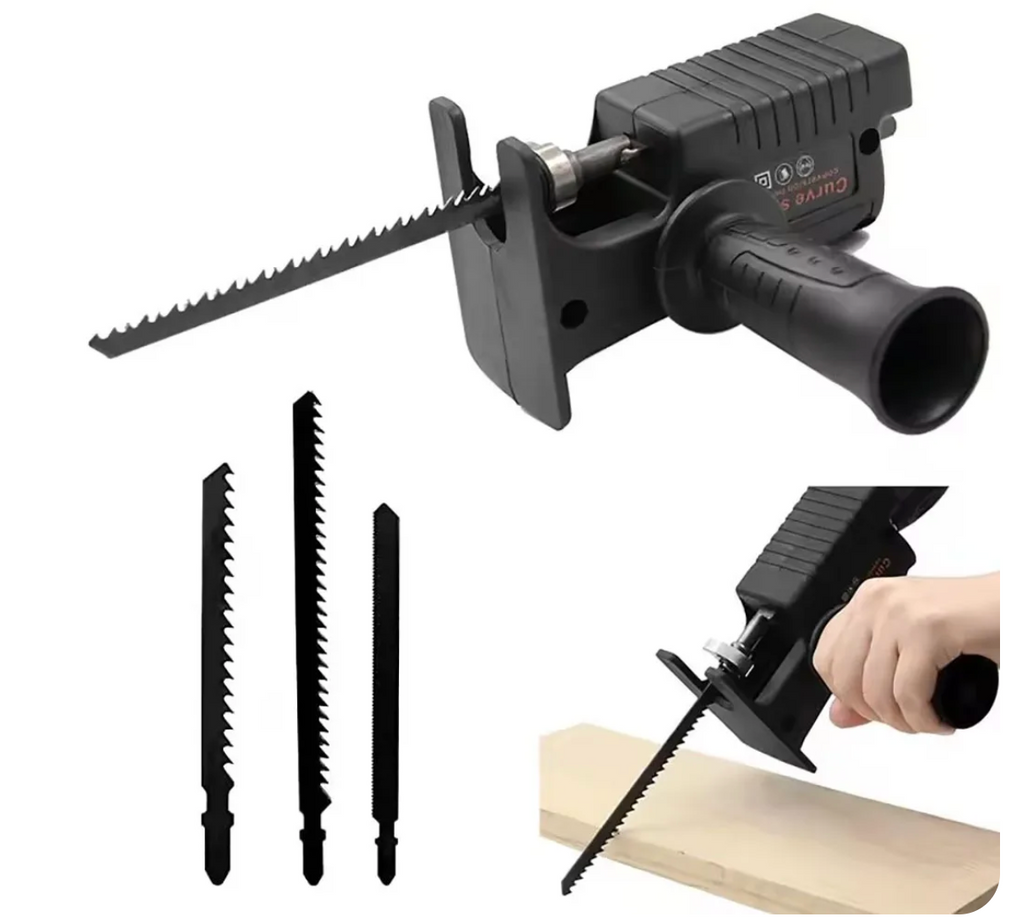 Adaptor Ferăstrău Pendular pentru Bormașină, Include 3 Lame pentru Lemn și Metal