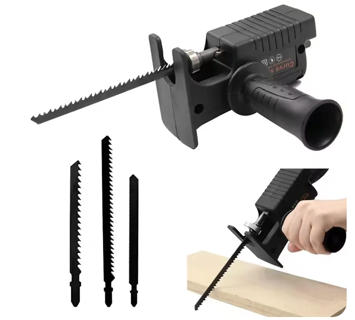 Adaptor Ferăstrău Pendular pentru Bormașină, Include 3 Lame pentru Lemn și Metal