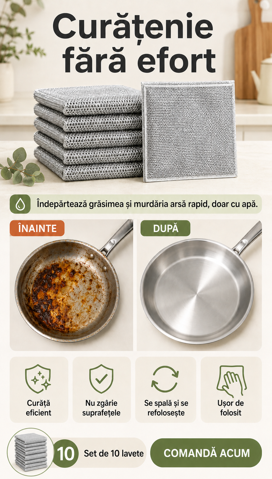 🧽 Lavetă Metalică Pentru Curățare